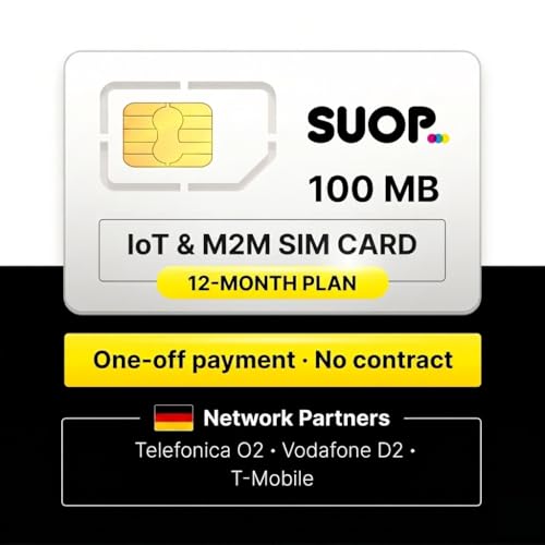 IoT & M2M SIM-Karte | 100 MB/Monat (12 Monate inkl.) | Multi-Netz Abdeckung (EU 4G) | Einmalzahlung, kein ABO | Ideal für Alarmanlagen, GPS-Tracker & Smart Devices