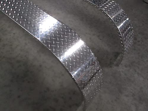 (2) Tandem Aluminum Diamond Tread Plate Cargo Trailer Fenders 72\" L 20\" H 10\" W