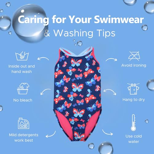 Destira Girls One Piece Swimsuit, Strappy Back Bathing Suit, Trendy and Fun Designs for Swimming4