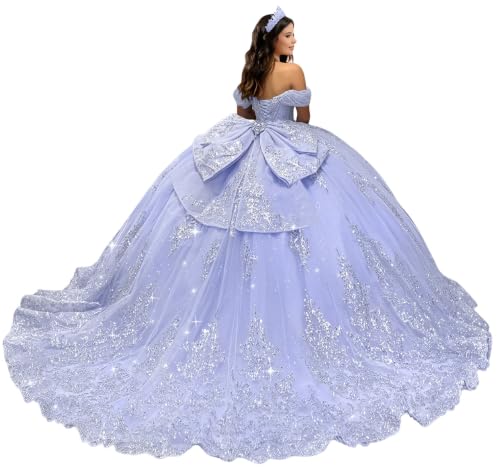 KPDFIF Sequin Lavender 15 Years Quinceañera Dress with Train Size 10