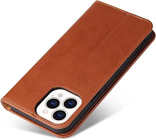 Funda cartera de cuero para iPhone 14 Plus con tarjetero color marrón 5