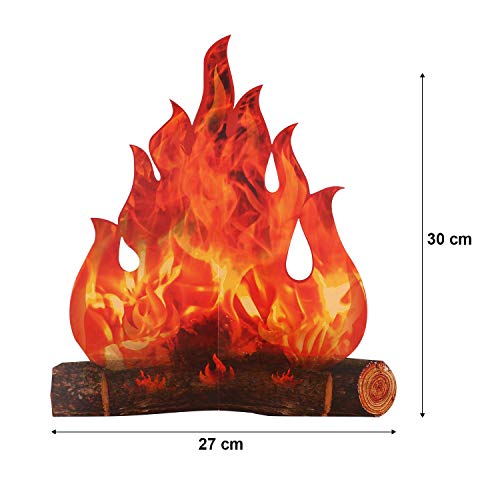 Boao 2 Set Fake Fire Fake Flame Camping Decoration 3D Cardboard Campfire Centerpiece Artificial Flames Campfire Party Decoration for Camp Bachelorette Christmas Party(12 x 10 Inch,Red Orange)