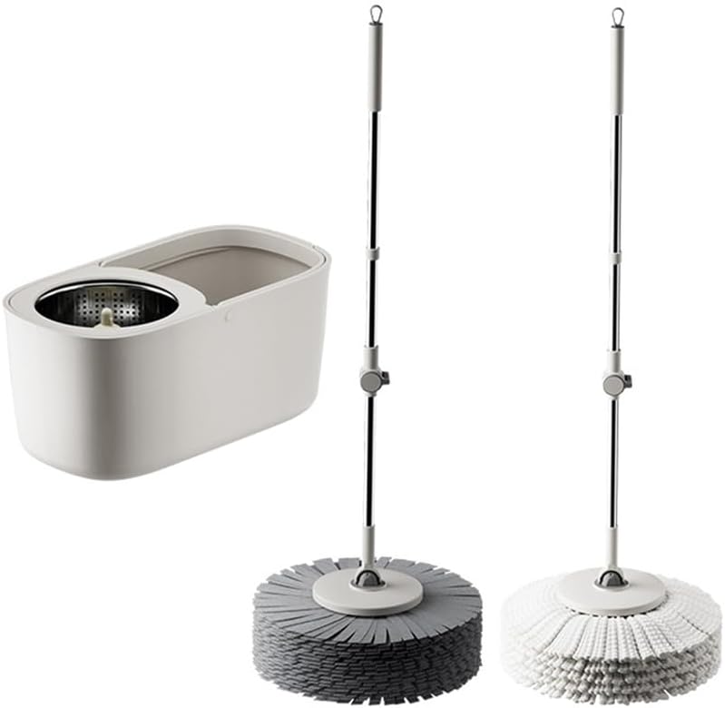 Dual Drive Rotating Mop Bucket Set, Stainless Steel Wet and Dry Mop for Household Cleaning, Retractable Design, No Hand-Washing Required Automatic Spin Drying