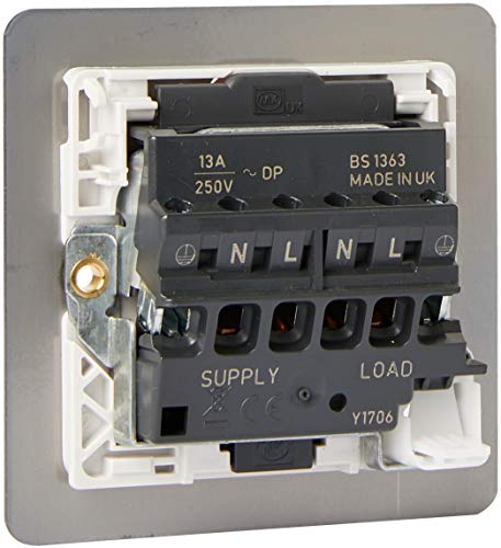 MK Edge K14971BRCW 13A Double Pole Switched Connection Unit with Neon/Flex Outlet - Brushed Chrome - Image 2