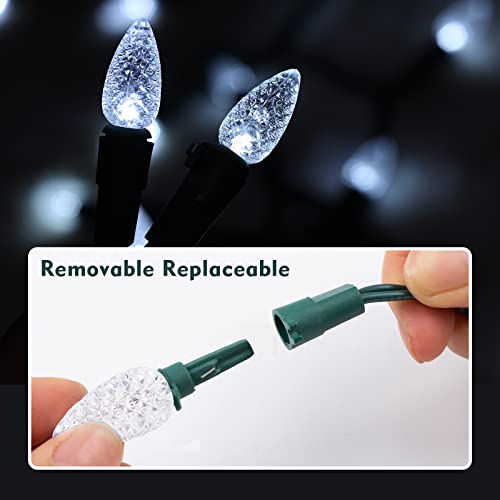 Parkim Christmas C3 Bulbs Light String 50 Led White Strawberry Xmas Tree Outdoor Indoor Waterproof Decoration Plug In 18 Feet Used For Patio Party Festive Courtyard Home (Cold White) #TOP4