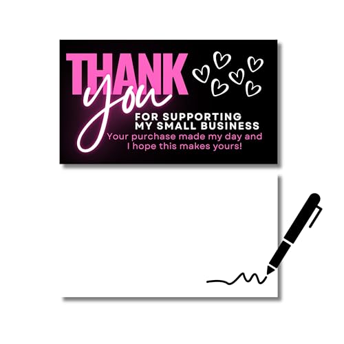 Carte de remerciement pour petite entreprise 5x8,9 cm noir rose