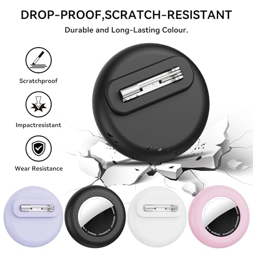 4er-Pack für Apple Airtag Kinder,wasserdichte airtag versteck Kinder,Silikon AirTags Hülle mit Sicherheitsnadeln,für Tasche,Gepäck,Kleidung