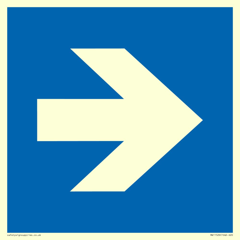 Viking Signs Custom Mandatory: Right arrow Sign - 200x200mm - S20, Blue/White