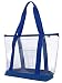 Clear ZIPPER tote with color trim and bottom, Royal trim
