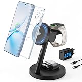 JoyGeek Magnetisch Induktive Ladestation für Samsung 4 in 1, Qi2.2 25W Fast Mag-Safe Ladegerät für Galaxy S26/S25/Ultra/Z Fold/Flip 7,Wireless Charger für Watch 8/Ultra/7/6/5, für Galaxy Buds 4/3 Pro