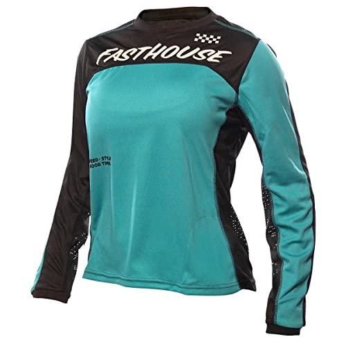 FASTHOUSE Women's Mercury Classic Long Sleeve Jersey (Black/Teal, Small)