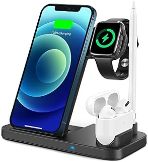 TEMINICE 4 in 1 Wireless Charger, Apple Watch & AirPods & Pencil Charging Dock Station, Nightstand Mode for iWatch Series 5/4/3/2/1, Fast Charging for iPhone 11/11 Pro Max/XR/XS Max/Xs/X/8/8P