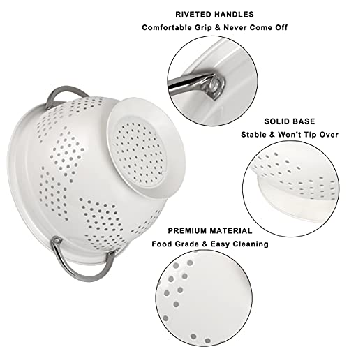 Hillbond HB-K03N Colander Set Of 3, 1.5, 3, 5 Qt Powder Coated Metal Strainers thumb #2
