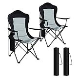 WOLTU Silla Plegable de Camping Juego de 2, Silla Plegable Portátil Ligera, hasta 150 kg, para Senderismo, Picnics, Acampada, Pesca, Acampada, Negro+Gris Claro, CPS8153szhg-2