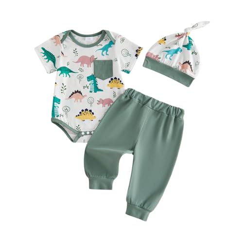 Image of Amnnchya Newborn Baby Boy Clothes Fishing Short Sleeve Romper Shirt Tops Pants Summer Spring Outfits Cute Hat Set
