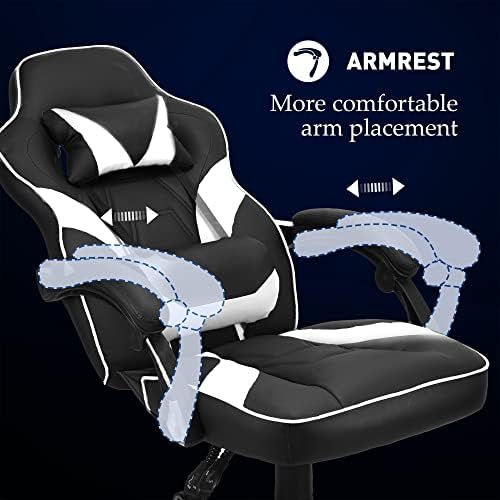 Play haha.Gaming chair Office chair Swivel chair Computer chair Work chair Desk chair Ergonomic Chair Racing chair Leather chair Video game chairs (White)