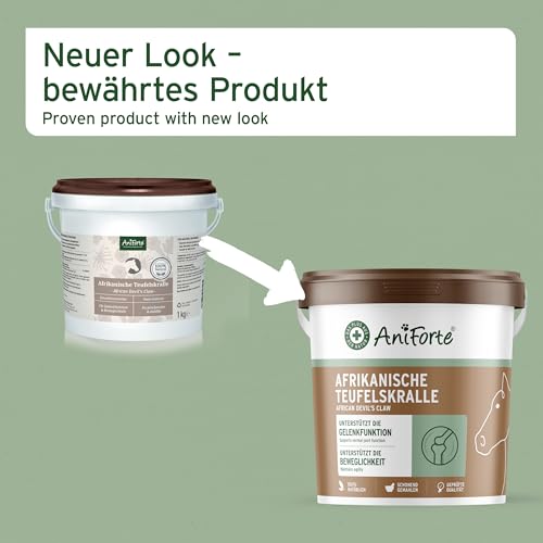 AniForte Afrikanische Teufelskralle für Pferde 1 kg – Natürliches Gelenkpulver für Pferde, Teufelskrallepulver für Gelenke, Sehnen & Bänder, für Agilität