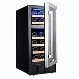 Sotola Dual Zone Wine and Beverage Refrigerator Hold 28 Wine Bottles, 15 Inch Built-In or Freestanding Wine Fridge Under Counter Wine Cooler Beer Fridge