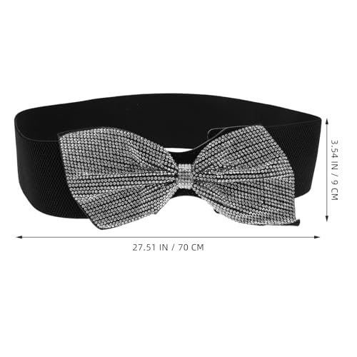 Lurrose Ladies Wide Elastic Waist Belt With Rhinestone Bowknot Vintage Stretchy Wide Bow Waistband Cinch Belts for Dresses Skirts And Pants2
