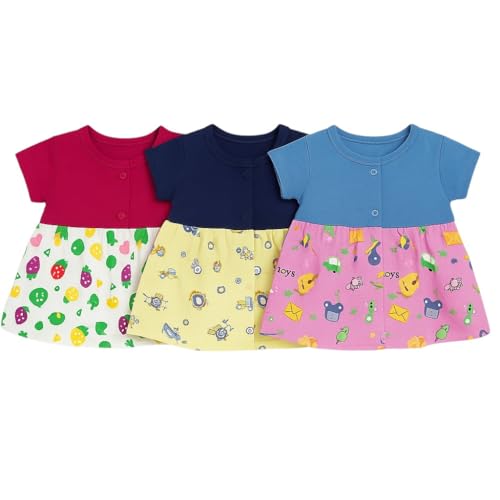 Image of Baby Girl Cotton Frock Dress Half Sleeves Knee Length fit and Flare Frock jhabla Regular fit top