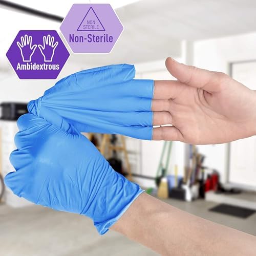 Med PRIDE NitriPride Nitrile-Vinyl Blend Exam Gloves, Large 100 - Powder Free, Latex Free & Rubber Free - Single Use Non-Sterile Protective Gloves for Medical Use, Cooking, Cleaning & More