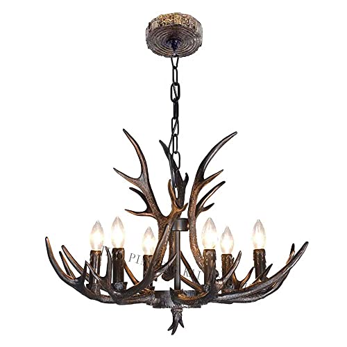 Lustre luxe en bois de cerf peint à la main noir industriel 10 lumières pour intérieur haut de gamme