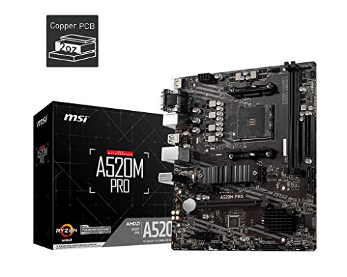 AM4-Mainboard MSI A520M PRO für AMD Socket AM4 DDR4 Micro ATX