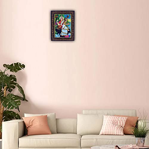 Image of Hawai Maa Saraswati Photo Frame, Size- 8.5x7inch | Engineered Wood Wall Hanging Home Decor Religious Frame | SFDI270BLKFRM