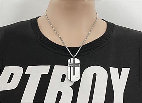 Men's Cross Necklace Lord's Prayer Dog Tag Cross Necklace Black Plated Stainless Steel Cross Necklace Religious Jewelry #TOP1