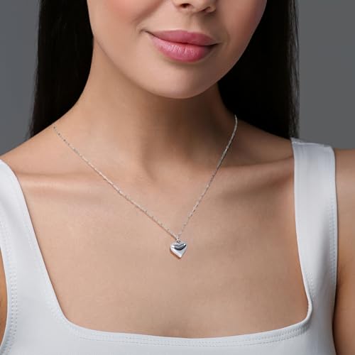 Small Silver Heart Necklace for Women - Hypoallergenic Dainty 925 Sterling Silver Heart Pendant on Delicate Chain3