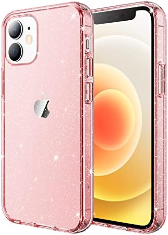 JETech Glitter Case for iPhone 12 mini, 5.4-Inch, Bling Sparkle Shockproof Phone Bumper Cover, Cute Sparkly for Women and Girls (Clear)