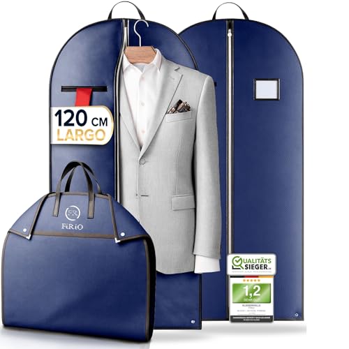 FiRiO 2X Portatrajes Plegable I Material 50% MÁS Grueso I Porta Trajes Caballero o Mujer I Bolsa Portatrajes Hombre Viaje I Antipolillas Funda Traje Hombre I Antipolvo Fundas Ropa Armario I 120x60cm