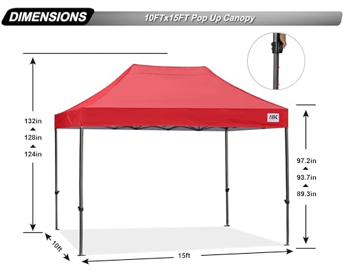 Image of ABCCANOPY Patio Pop Up Canopy Tent 10x15 Commercial-Series (Red)