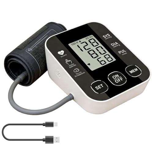 Tensiómetro de Brazo, Digital Medidor Tension Arterial, con Pantalla LED, Registrar 2 x 99 y Ajuste del Manguito 23-33cm, Tensiometro de Brazo para Adultos Mayores y Familias
