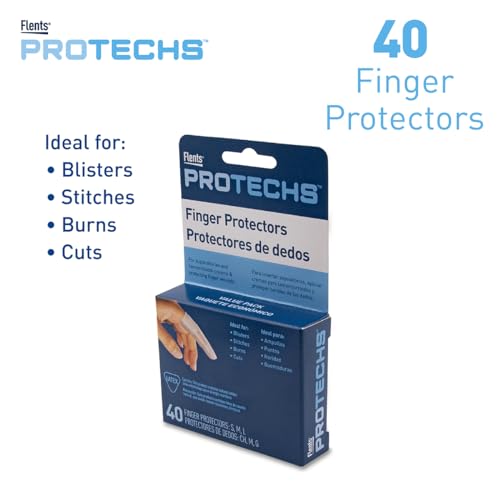 Flents Protechs Finger Protectors & Toes Cots, Ideal for Blisters, Scrapes, Stitches, Burns and Cuts, Moisture and Dirt Proof, Rubber, Assorted Sizes (S/M/L), 40 Count (Packaging May Vary)