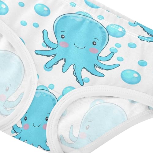 Cute Blue Octopuses Happy Faces Girls Underwear Toddler 2t Cotton Cute Panties Girl Pattern Briefs Undies Kids4