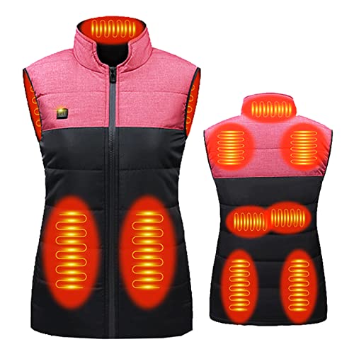 YGCLOTHES Beheizte Weste,Mit 3 Einstellbaren Temperatur USB Wiederaufladbare Heizkörper Wärmer Weste, Für Motorrad-Reitjagd Im Freien (Akku, Nicht Inbegriffen),Rosa,5XL Cover