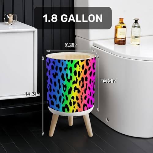 Caneca de basura con tapa color neón arcoíris 7L miniatura 2