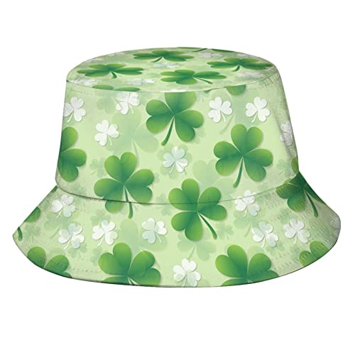 Funny St. Patrick's Day Clover Bucket Hat for Men Women Boys Girls Packable Shamrocks Sun Hat Outdoor Fisherman Hats