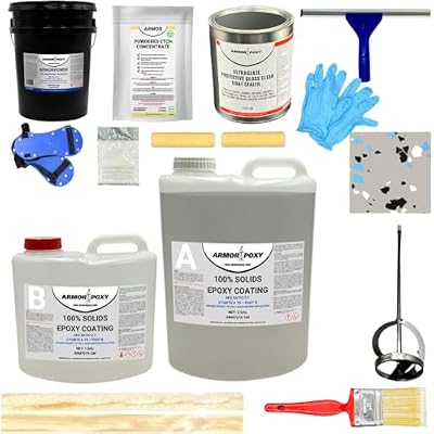 ArmorPoxy Garage Epoxy Floor Kit – Industrial Grade, 2 Part Epoxy Coating for Concrete for Garages, Basements, Workshops, Retail & Automotive Spaces -14 pcs, Covers 600 Sq Ft, Medium Gray
