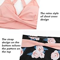 Adigaber Damen Zweiteiliger Badeanzug V Ausschnitt überkreuztes Blumenmuster Bikini Bademode Bauchkontrolle Bikini Sets – Ansicht 5