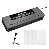 6-in-1 Vakuumiergerät, Vakuumierer mit 30cm Siegelnaht und Digitaler LED-Countdown-Anzeige, Folienschweißgerät Programmen Vakuum, Versiegeln, Reis-, Feucht-, Trockenmodus für jede Lebensmittelart
