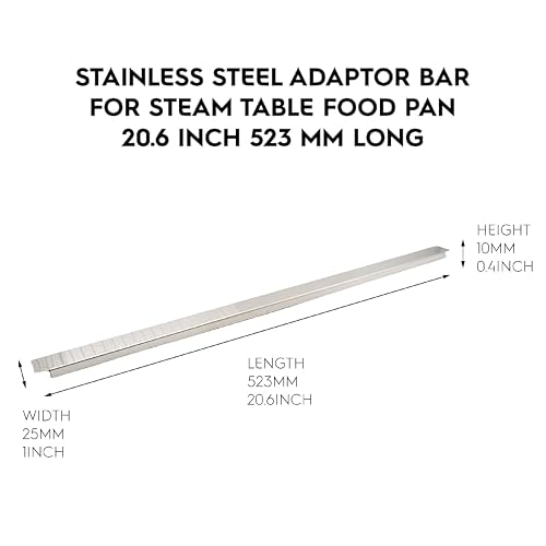 4 Pack 20.6 Inch 523 mm Stainless Steel Adaptor Bar for Food Pan, Divider Bar for Food Service Bain Marie Steam Table Steam Loss Prevention