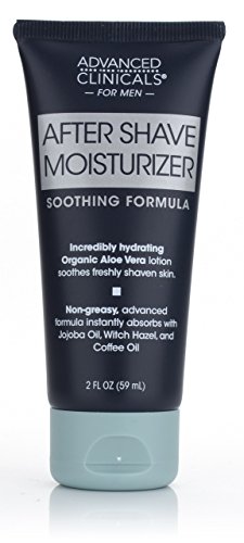 Advanced Clinicals Mens After Shave Moisturizer cream with Aloe Vera, Jojoba Oil, and Witch Hazel. Great post-shave moisturizer for razor burn or bumps. 2oz tube.