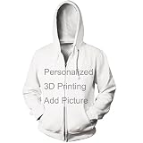 Bias&Belief Unisexe Sweat-Shirt À Capuche Sweats À Capuche Pull À Manches avec Fermeture Éclair 3D Coloré Imprimé Hoodies Personnalisé Ou en Créant Votre Propre Image,3XL,White