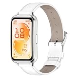 MIJOBS Bracelet en Cuir Compatible avec Huawei Band 11 et Huawei Band 11 Pro, Souple et Confortable, Accessoires pour Montres Connectées, Bracelets de Rechange, Blanc