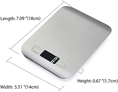 Image of HomeFashion 5kg 1g 11lb Digital Kitchen Scales Food Scale with stainless steel Platform Electronic Cooking Backlit LCD Display Multifunction for Home and Office Use