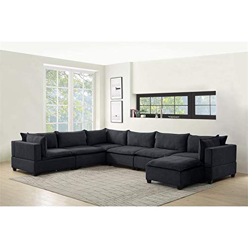 Bowery Hill Modern 7 Piece Fabric Modular Sectional Sofa Chaise In Dark Gray #TOP3