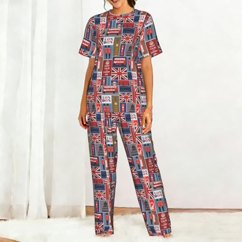 Pijama de mujer de Inglaterra con pantalón largo y manga corta 3