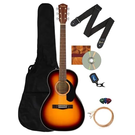 Fender CP-60S Solid Top Parlor Size Acoustic Guitar Bundle with Gig Bag, Tuner, Strap, Strings, Picks, Fender Play Online Lessons, and Austin Bazaar Instructional DVD - Sunburst